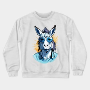 Cool Donkey in Glasses Crewneck Sweatshirt